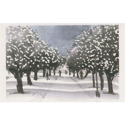 Pedestrians On Primrose Hill London Snowfall Painting Postcard