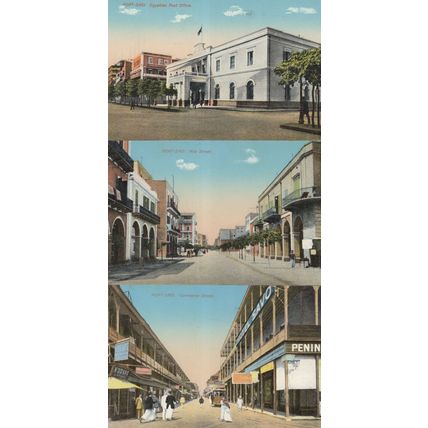 Port Said Nile Commerce Street Post Office 3x Egypt Old Postcard s
