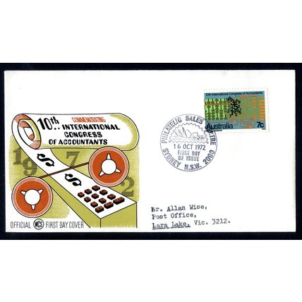 AUSTRALIA 1972 FDC Inter… Congress of Accountants, Wesley Cover, Sydney PMK