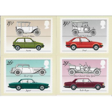 GB 1982 October PHQ M set of 4 British Motor Cars
