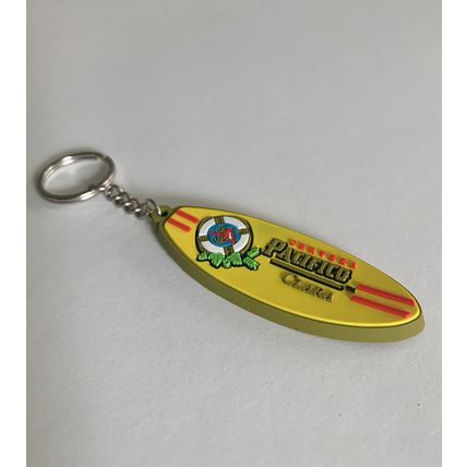 Pacifico Clara Beer Surfboard Keychain Yellow Rubber Pacifico Beer ￼Key Chain