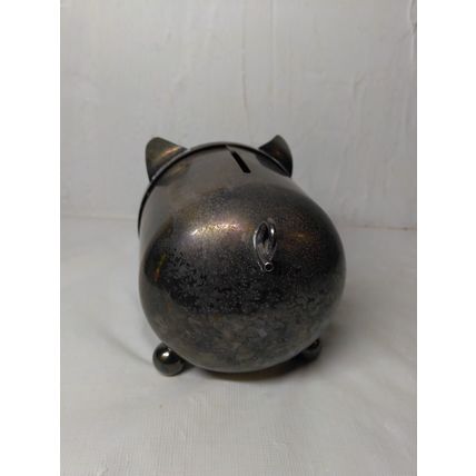Tin/Metal Piggy Bank Curly Tail - Oneida Silversmiths 5 1/2" x 4" - Adorable!