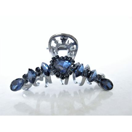 Medium silver metal heart crystal hair claw clip bridal clip medium/fine hair