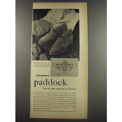 1956 Stetson Paddock Shoes Ad - Up to the ankles in style
