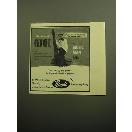 1958 Rondo Album Advertisement - The music of Gigi and The Music Man Hits