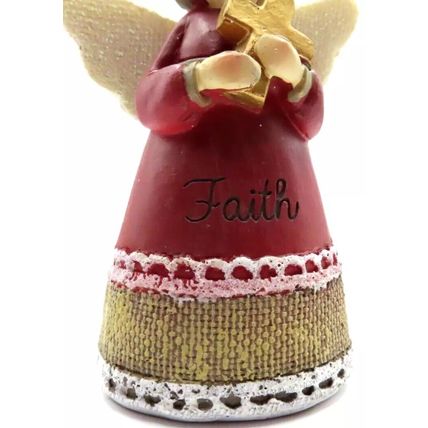 Faith Angel Figurine Holding a Gold Cross Ornament Christianity Jesus Home Decor