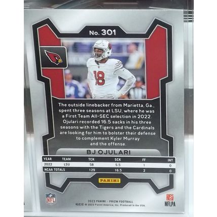 2023 Panini Prizm BJ OJULARI (Cardinals) Rookie Card #301