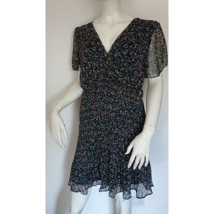 Pepper Tree Womens Blue Floral Pleated V Neck Dress Various Sizes