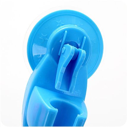 Blue Attachable Bathroom Shower Head Holder Wall Suction Cup Bracket Organizer