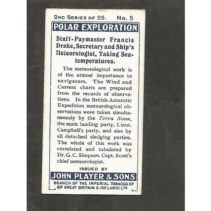Players Polar Exploration 2nd Series 1916 #5 Paymaster Drake