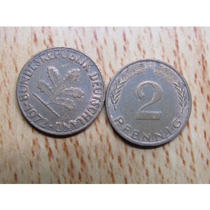 1972f 2 Pfennig Germany Coin