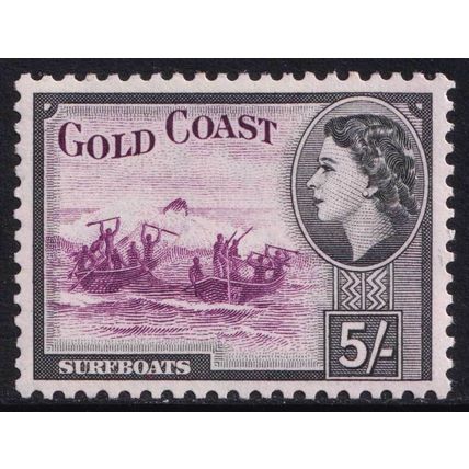 Gold Coast QEII 1952-54 5s Purple Black Boats SG163 Mint MH