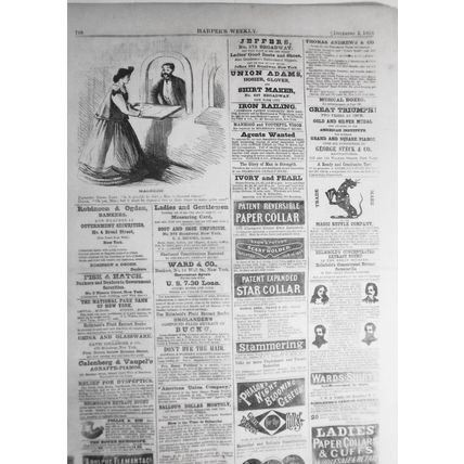 "Magnetic", original cartoon from Harper's Weekly December 2, 1865