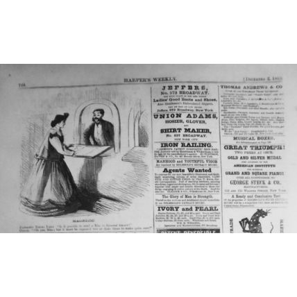 "Magnetic", original cartoon from Harper's Weekly December 2, 1865