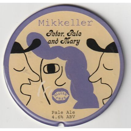 UNUSED GLASS KEG CLIP FRONT - MIKKELLER BREWPUB - PETER, PALE AND MARY PALE ALE