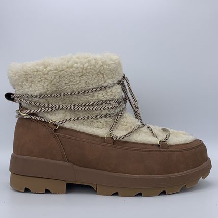 Torrid Shearling Winter Boots 9WW Wide Wide Brown Lace Ankle Wrap Chunky Sole
