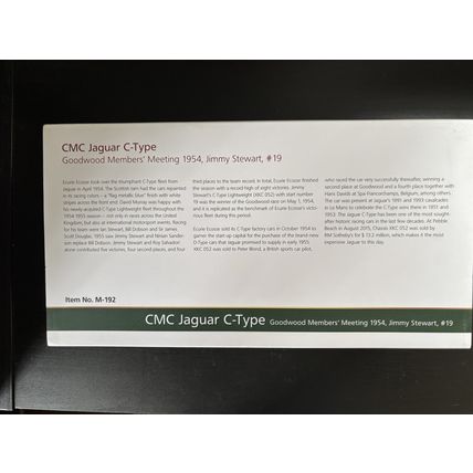 CMC M-192 Jaguar C-Type Goodwood Members Meeting 1954 Jimmy Stewart #19 - MINT