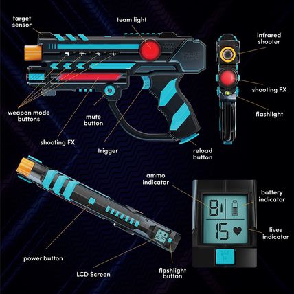 Squad Hero Rechargeable Laser Tag 360° Sensors + Lcds - Set of 4 - Easter Gift I