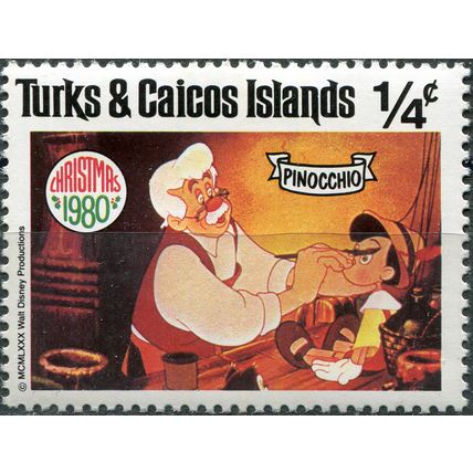 Turks and Caicos. 1980. Geppetto Painting Pinocchio (MNH **) Stamp