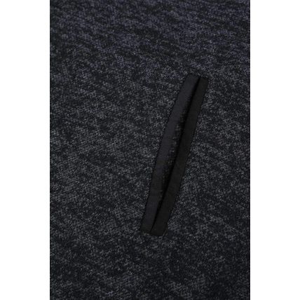 Black Heathered Print Button Snap Neck Pullover Hoodie