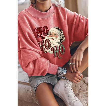 Red HO HO HO Santa Claus Graphic Sweatshirt