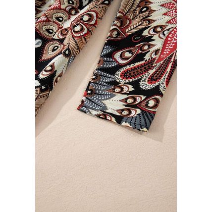 Black Floral Print V Neck Wrap High Waist Maxi Dress