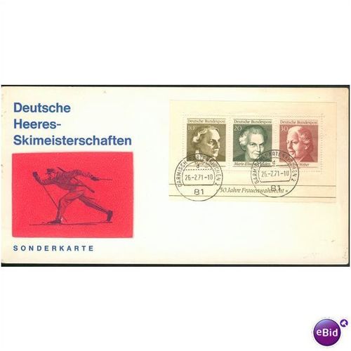 Germany 1971 - SG MS1499 - German Army Ski Championship + 50 Yrs Womens Suffrage
