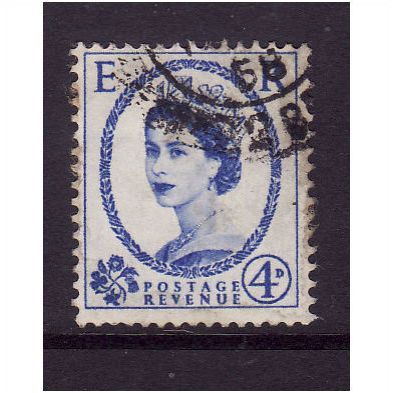GREAT BRITAIN 1955 SG546 QEII ED CROWNS 4d ULTRAMARINE FINE USED #2