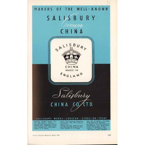 salisbury china company ltd 1953 makers crown pottery vintage ad