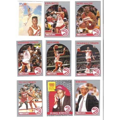 1990-91 NBA Hoops Team Set - Atlanta Hawks 16 cards– Malone, Wilkins