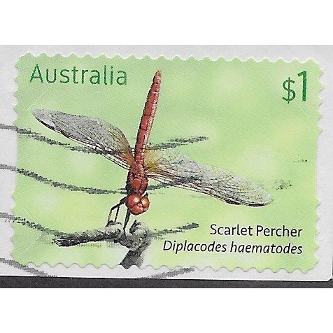 AUS 2017 $1.00 (S/A) 'DRAGONFLIES -SCARLET' (ON PAPER) FINE USED (EBID64-092)