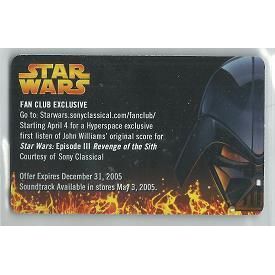STAR WARS ' FAN CLUB ' REVENGE OF THE SITH Exclisive music card (2005)
