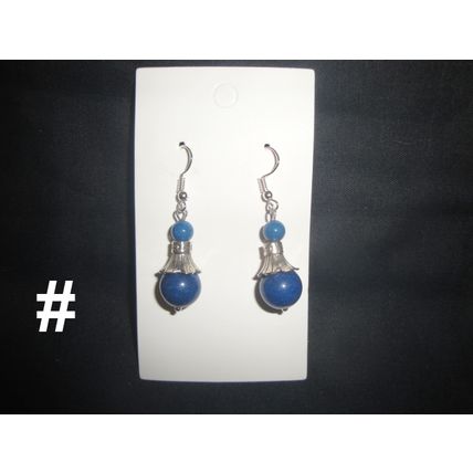 Simple blue oriental look glass & stone earrings