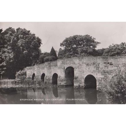 Stopham Bridge Pulborough 1950s Old Real Photo Postcard + Postmark Frank