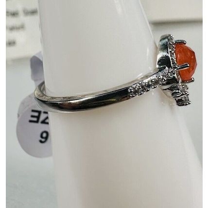 Ring Bomb Party Sz6 RBP3437 Genuine Red Quartz Rhodium Pl Costume Jewelry