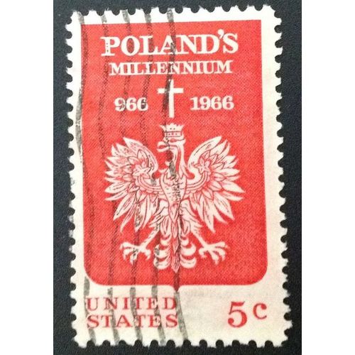 US Stamp #1313 used: 1966 5c Poland's Millennium [1]