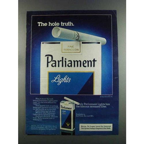 1982 Parliament Lights Cigarettes Ad - The Hole Truth