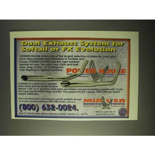 1999 Mid-USA Power House Pipes Ad - Dual Exhaust