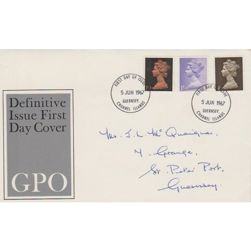 GB 1967 New June Definitives GPO FDC Guernsey pm see others