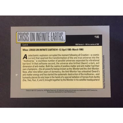 DC Cosmic Cards trading card #145-Crisis On Infinite Earths, exc. condition!