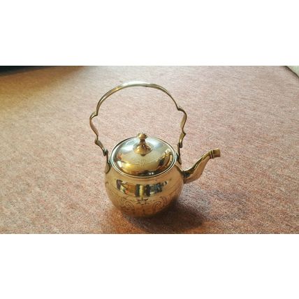 Vintage, Engraved Brass Teapot / Kettle, Excellent Condition