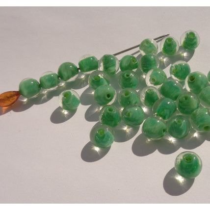 25 Vintage Green Glass Givre Round Beads 8mm Crafting Jewelry Making bd096