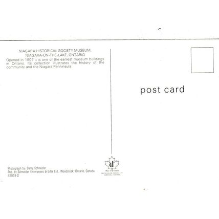 Niagara Historical Society Museum Ontario Canada Postcard Unused VGC
