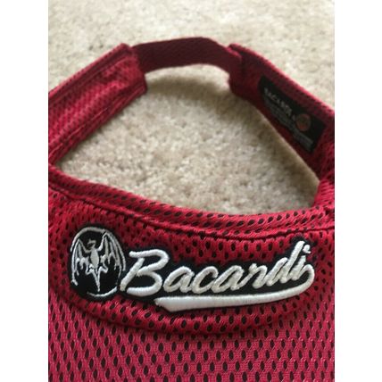 Bacardi Adjustable Sun Visor Hat Cap Burgundy Black White