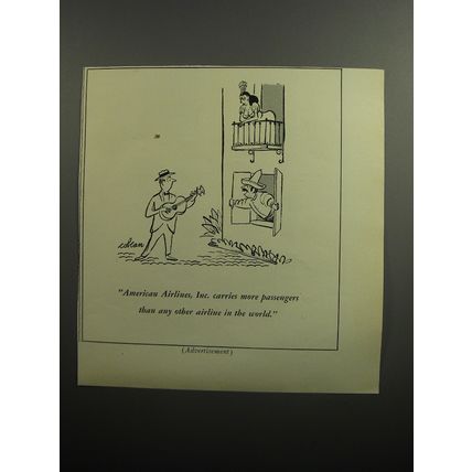1951 American Airlines Ad - Cartoon by Sam Cobean - Serenade