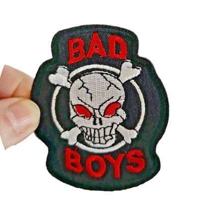 Iron On Patch Skull Sew Bad Boys Emo Goth Punk Rock Metal 7.6cm x 6.6cm P610