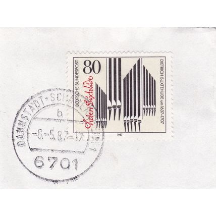 Germany 1987 Dietrich Buxtehude SG 2190 Dannstadt-Schauernheim cancel On Piece