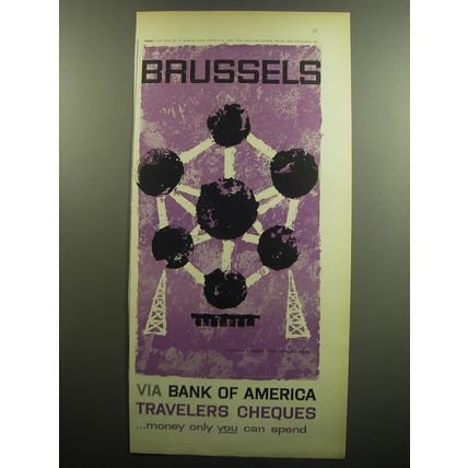 1958 Bank of America Travelers Cheques Advertisement - Brussels