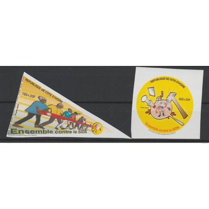 Côte d'Ivoire 2003 IMPERF NON DENTELES Ensemble contre le SIDA AIDS RARE MNH**