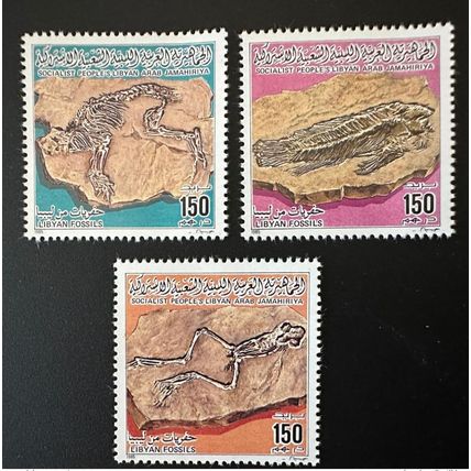 Libye Libya 1985 Mi. 1478 - 1480 Libyan Fossils Fossilien Fossiles RARE SCARCE